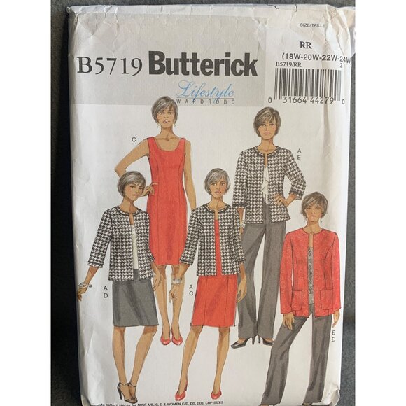 Butterick Misses Jacket Dress Skirt Pants Sewing Pattern 18w-24w B5719 - Uncut - Picture 4 of 4